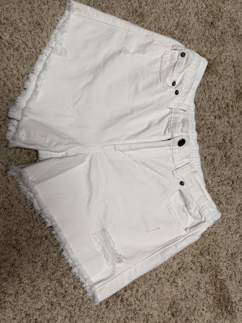 aerie White Distressed Denim Jean Shorts